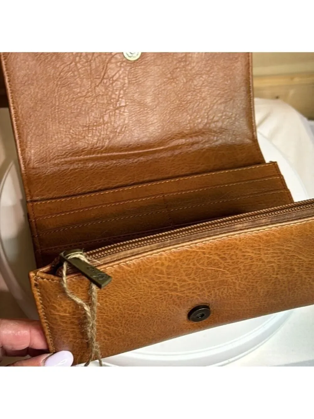 Catchfly Brown Metallic Large Flap Wallet NWT